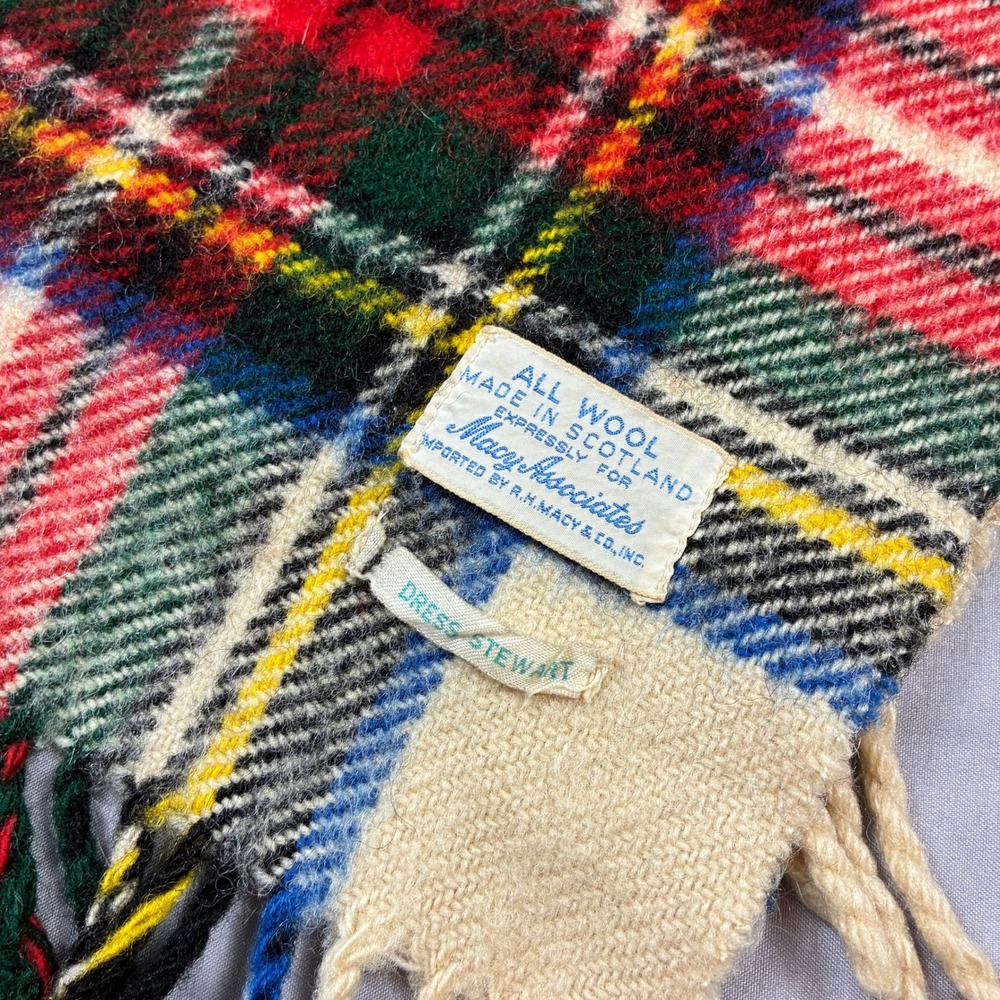VTG Tartan Plaid Wool Blanket Throw Macys Made in Scotland Dress Stewart - Picture 2 of 6